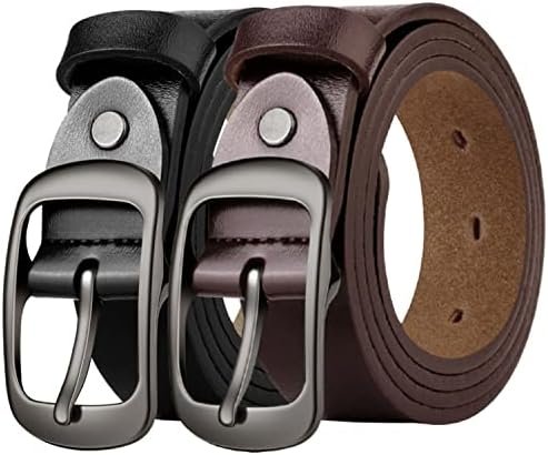 West Leathers [2 Pack] Leather Belt Women-Womens Leather Belt with Pin Buckle-Belts for Women for Jeans, Pants, Dresses