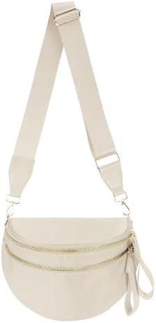 Pure Colour Crossbody Bag Bum Bag for Women,Spacious Purse Fanny Packs Belt Bag,Oversized Bum Bag (Colour Bum Bag-Beige)
