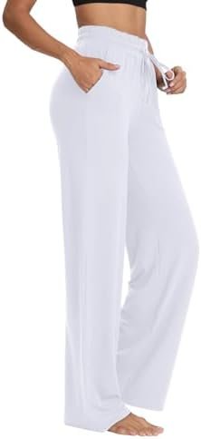 Sarin Mathews Womens Yoga Sweatpants Wide Leg High Waisted Lounge Pajamas Pants Comfy Workout Loose Pants with Pockets