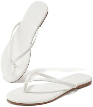 Flip Flops Sandals for Women, Summer Fashion Leather Slippers, Lightweight Comfortable Beach Sandals Slip On Flat Dressy Size 6-10