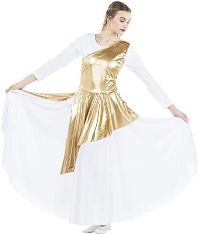 Danzcue Women's Asymmetrical Praise Dance Tunic, (White Dress Not Included)