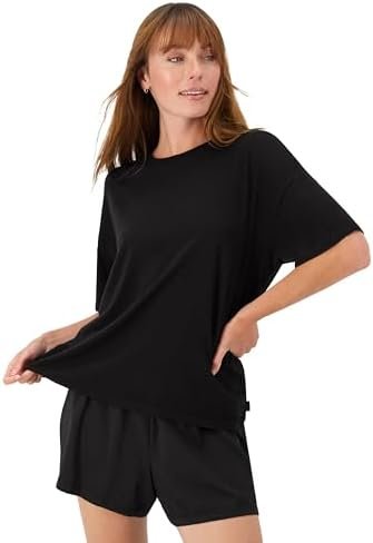 Hanes Women's Originals 2 Piece Lounge, Comfywear Supersoft Boxy T-Shirt & Sleep Shorts Loungewear Set