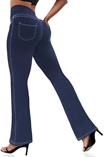 VOOVEEYA Women's Bootcut Leggings - Bootleg Yoga Pants Flare with 4 Pockets,Tummy Control High Waisted Casual Dress Pants