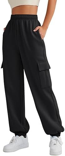 AUTOMET Womens Cargo Sweatpants Oversized Fleece Joggers Fall Fashion Outfits Y2k Clothes 2025 with Pockets