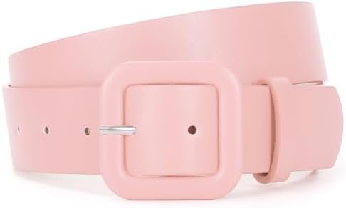 WHIPPY Women Leather Belt Candy Color Fashion Square Buckle Belt Ladies Belt for Jeans Pants Dresses