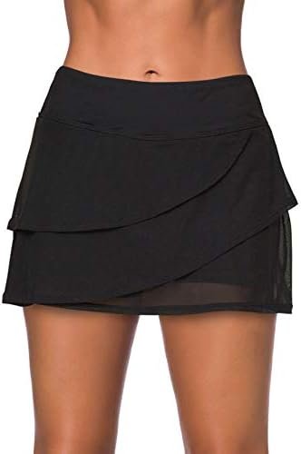 Aleumdr Women's Waistband Layered Swimdress Ruffle Swim Skirt Swimsuit Bottom(Available in Plus)