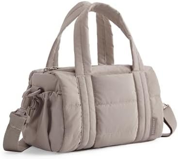 BAGSMART Reiki Mini Gym Bag for Women, Small Duffle Bag with Detachable Strap, Mini Crossbody Bags for Women, 5L Shoulder Bag(9.8 * 5.9 * 5.9 inches), Sand Brown