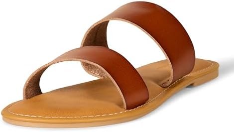 Amazon Essentials Women's Two Band Slip On Open Toe Sandal