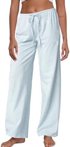 Women's Striped Pajama Pants Cotton Lounge Pants Low Rise And Drawstring Pj Bottoms
