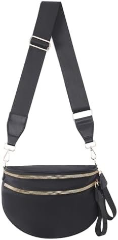 Crossbody Bags Bum Bag for Women Large Sling Bag Purse with Adjustable Strap(Black)