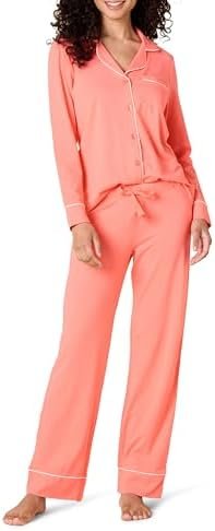 Amazon Essentials Women's Cotton Modal Long-Sleeve Shirt and Full-Length Bottom Pajama Set