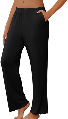 Ekouaer Pajama Pants Women Soft Casual Lounge Pajama Bottoms Comfy Stretch Sleep Pants Wide Leg Pj Bottoms with Pockets