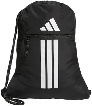 adidas Alliance Sackpack, Drawstring Backpack, Lightweight Small Gym Bag for Women and Men, Black/Black, One Size