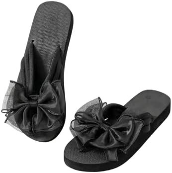 GORGLITTER Women's Bow Flip Flops Beach Flats Sandals 2025 Round Open Toe Slide Shoes