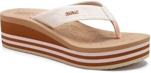 ONCAI Women’s Platform Flip Flops Trendy Dressy Womans Summer Wedge Sandals with Comfortable Flatform Walking Outdoor Rubber Soles (US Size 5-11)