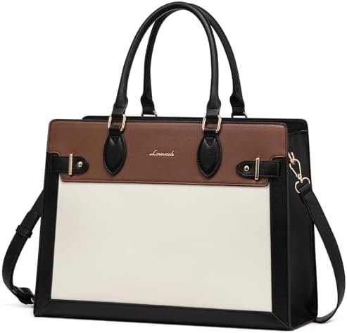 LOVEVOOK Laptop Bag for Women 15.6 Inch Work Tote, Business Computer Briefcase, Waterproof PU Leather Tote Bag for Teacher, Office Shoulder Tote Purse