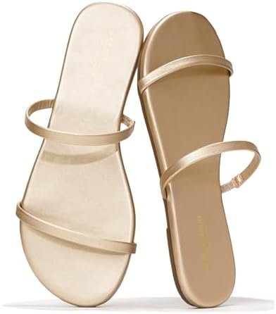 Project Cloud Summer Sandals for Women 2025 - Memory Foam Insole and Vegan Leather Beach Flip Flops for Women - Non Slip and Lightweight Double Strap Womens Sandals (Transition)