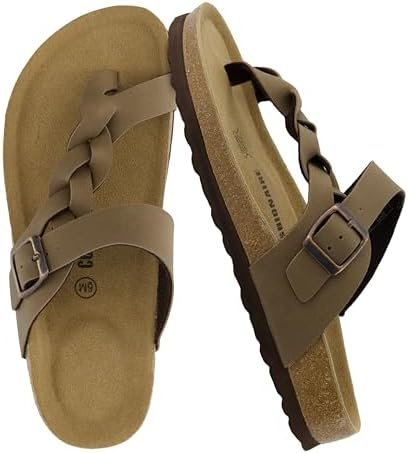 CUSHIONAIRE Women's Libby Cork footbed Sandal with +Comfort and Wide Widths Available,
