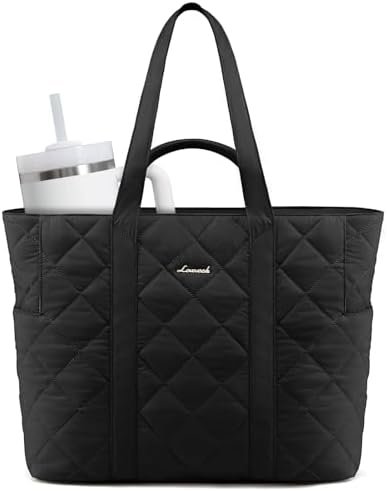LOVEVOOK Tote Bag for Women,Large Puffer Tote Bag with Zipper,Quilted Puffy Work Bag Purse for Travel Beach Gym Weekend