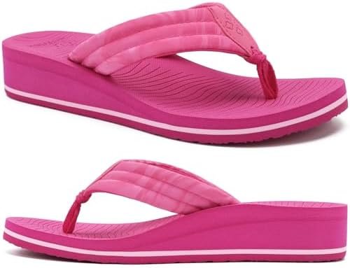 COFACE Women’s Flip Flops with Arch Support Ladies Fashion Lightweight Wedge Flip Flops Comfortable Yoga Mat Sole Summer Platform Thong Sandals