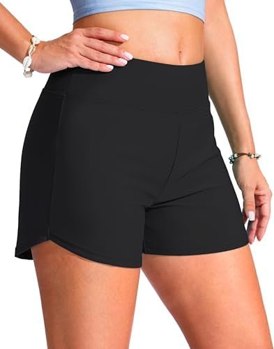 G Gradual Women's 4" Swim Board Shorts High Waisted Tummy Control Swimsuit Bathing Suit Bottoms for Women with Liner Pocket