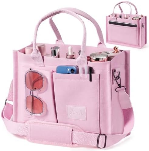 Canvas Tote Bags with Pockets - Women's Everyday Satchel Handbag