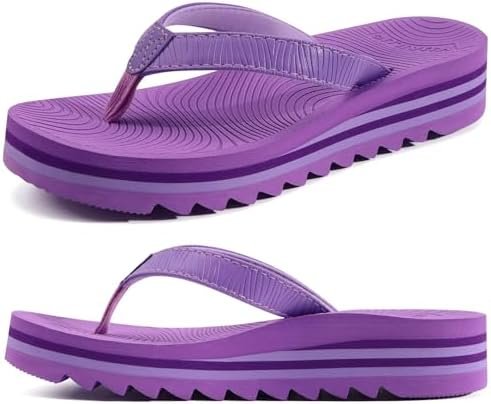 KuaiLu Women’s Flip Flops Ladies Yoga Mat Platform Thong Sandals Dressy Womans Lightweight Summer Slip On Beach Flip Flop Sandles, Soft Cushion Footbed, Arch Support
