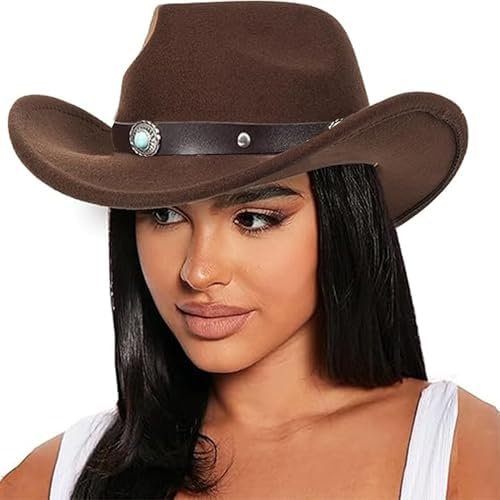 Western Outback Felt Cowboy Hat for Women Cowgirls Fedora Gus Hat Rodeo 22"-22.75" fit for M/L
