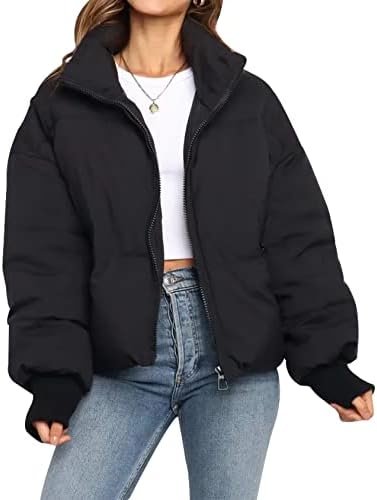 Gihuo Women’s Winter Cropped Puffer Jacket Coat Short Warm Quilted Jacket