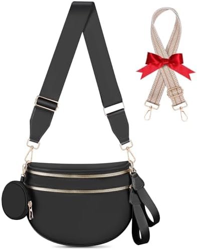 Bum Bags for Women Checkered Crossbody Bag with Removable Wallets Large Nylon Belt Purse Fanny Packs, Bonus with a Extra Strap