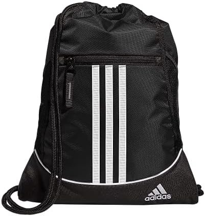 adidas Alliance Sackpack, Drawstring Backpack, Lightweight Small Gym Bag for Women and Men, Black, One Size
