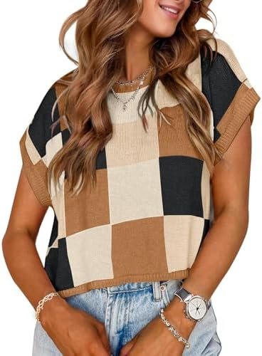 Womens Fall Crop Tops 2025 Cap Short Sleeve Sweater Western Loose Pullover Business Vacation Outfits Trendy Winter Top