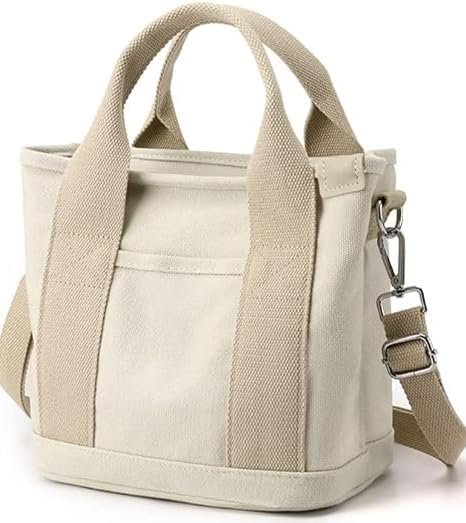 Small Tote Bag with Zipper, 2024 Canvas Multi-Pocket Crossbody Bag Shoulder Bag Satchel Hobo Bag Messenger Bag