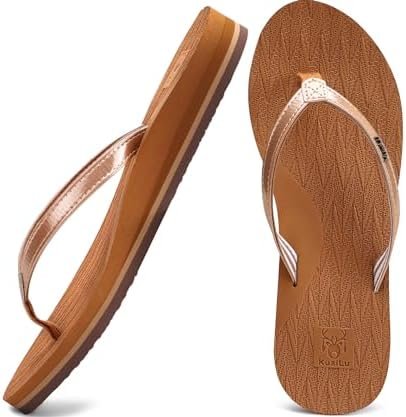 KuaiLu Womens Fashion Flip Flops Ladies Lightweight Summer Beach Yoga Mat Thong Sandals with Comfortable Arch Support