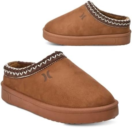 Hurley Kids Modi Slippers - Indoor and Outdoor Slip-On Shoes for Boys and Girls, Durable Clogs With Faux Fur Fleece Lining - Warm Winter House Slippers