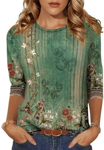 Zeagoo Women's Casual 3/4 Sleeve T-Shirts Round Neck Cute Tunic Tops Basic Tees Blouses Business Work Tee Top