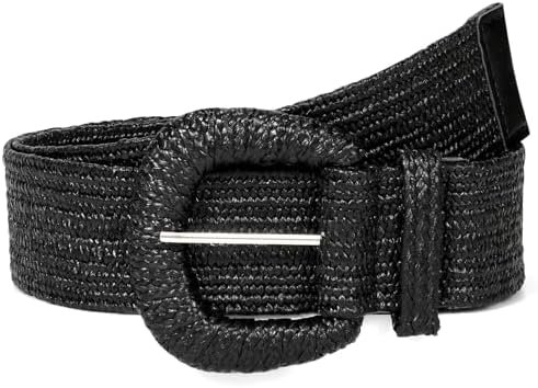 Straw Woven Elastic Belt for Women Stretchy Belts for Dress Fashion Boho Waist Belt Rattan Raffia Ladies Belts