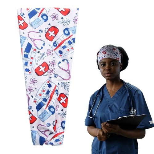 Nurse Pre Knotted Head Wrap with Medical Print Nurse Headbands for Women Doctor Nurse Scrub Cap Wide Nursing Scrubs for Women Daughter Niece Sister Nursing Student Gifts for Granddaughter