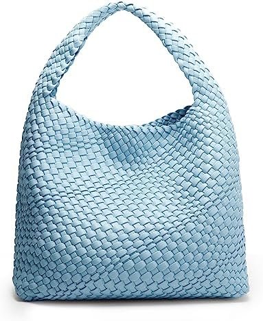 Queenoris Fashion Woven Purse for Women Top-handle Shoulder Bag Soft Summer Hobo Tote Bag