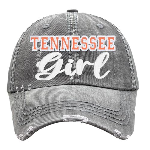 Women's Tennessee Girl or Custom Text Hat, Baseball or High Ponytail Cap, Embroidered TN Gift Orange and White More Tristar, Clothing Cute Gift Present, Friend Wife Mom Daughter Mama Gigi Grandma Mimi
