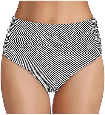 Tempt Me Women's High Waisted Bikini Bottom Tummy Control Ruched Bathing Suit Swim Bottom