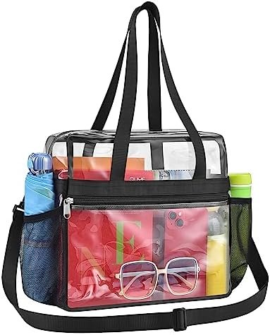 Paxiland Clear Bag for Stadium Events 12x6x12, Clear Tote Bag with Reinforced Strap, Transparent Bag for Sports Concert