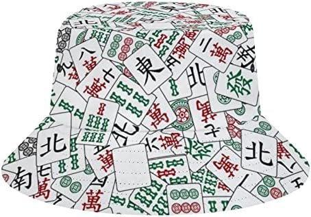 Chinese Mahjong Pattern Fisherman Cap for Women Men Travel Beach Sun Hats Outdoor Bucket Hat