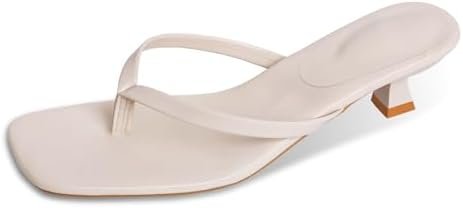 Women's Kitten Heels Sandals Square Open Toe Flip Flop Summer Fashion 1.8-2 Inch Low Heels Sandals for Party Beach