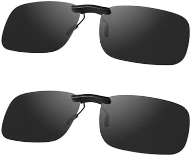 Clip On Night Vision, Driving Polarized Sunglasses - Anti Glare UV400 for Wearing Over Prescription Glasses
