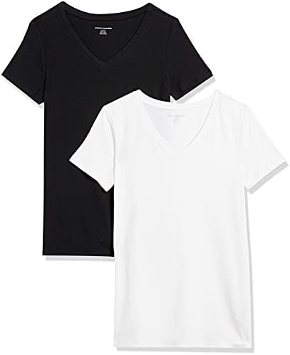 Amazon Essentials Women's Regular-Fit Short-Sleeve V-Neck T-Shirt, Multipacks
