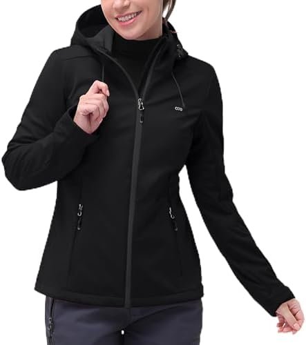 33,000ft Women's Softshell Jacket with Hood Waterproof Lightweight Windbreaker Windproof Rain Shell Jacket for Outdoor Hiking
