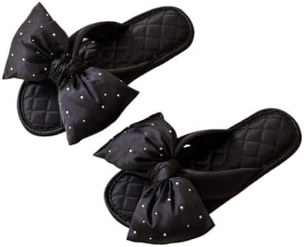 Flat Slippers Satin Sweetheart Bow Elegant Rhinestone Pure Color Bridal Flips Hand Sewn Comfortable Bridemaids Hotel Slides Bridal Shower Gifts for Wedding Home Flops