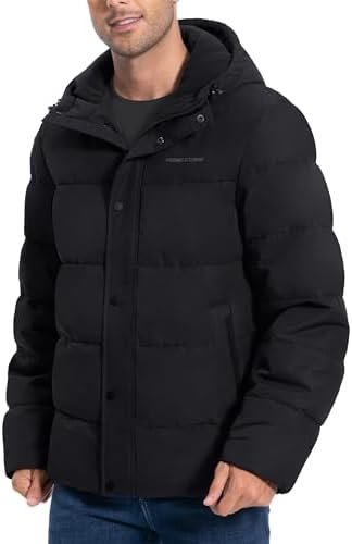 Pioneer Camp Mens Winter Coat Warm Winter Puffer Jacket Waterproof Thicken Insulated Windproof Hooded Down Quilted Coat