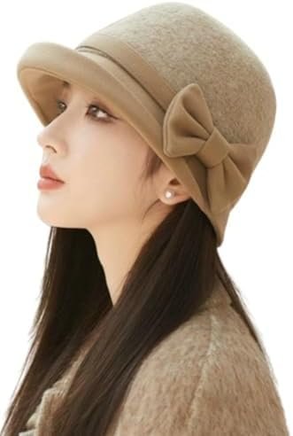 Classic Felt Fedora Hat for Women 2025 Fall Winter Soft Elegant Bow Bucket Hat Cozy Short Brim Cap 2025